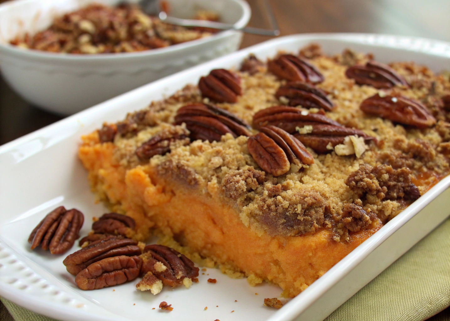 Sweet Potato Casserole with Pecan Topping