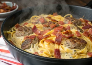 This Bacon Cheeseburger Alfredo Pasta Is My Ultimate One-Pan Comfort Bomb
