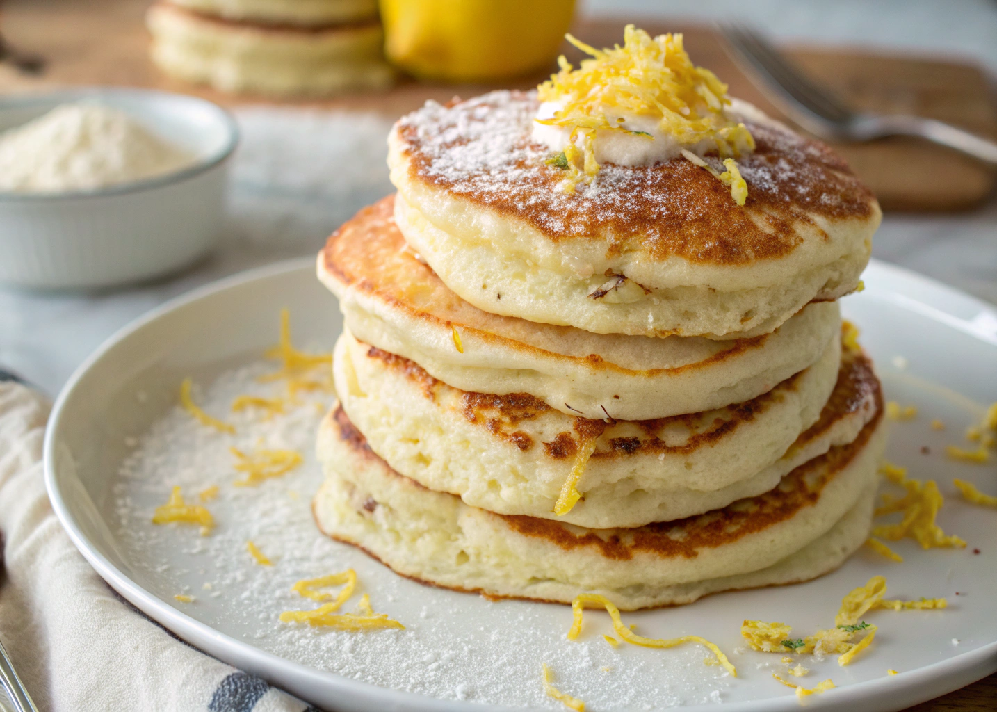 This Fluffy Lemon Ricotta Pancake Stack Is Brunch Perfection
