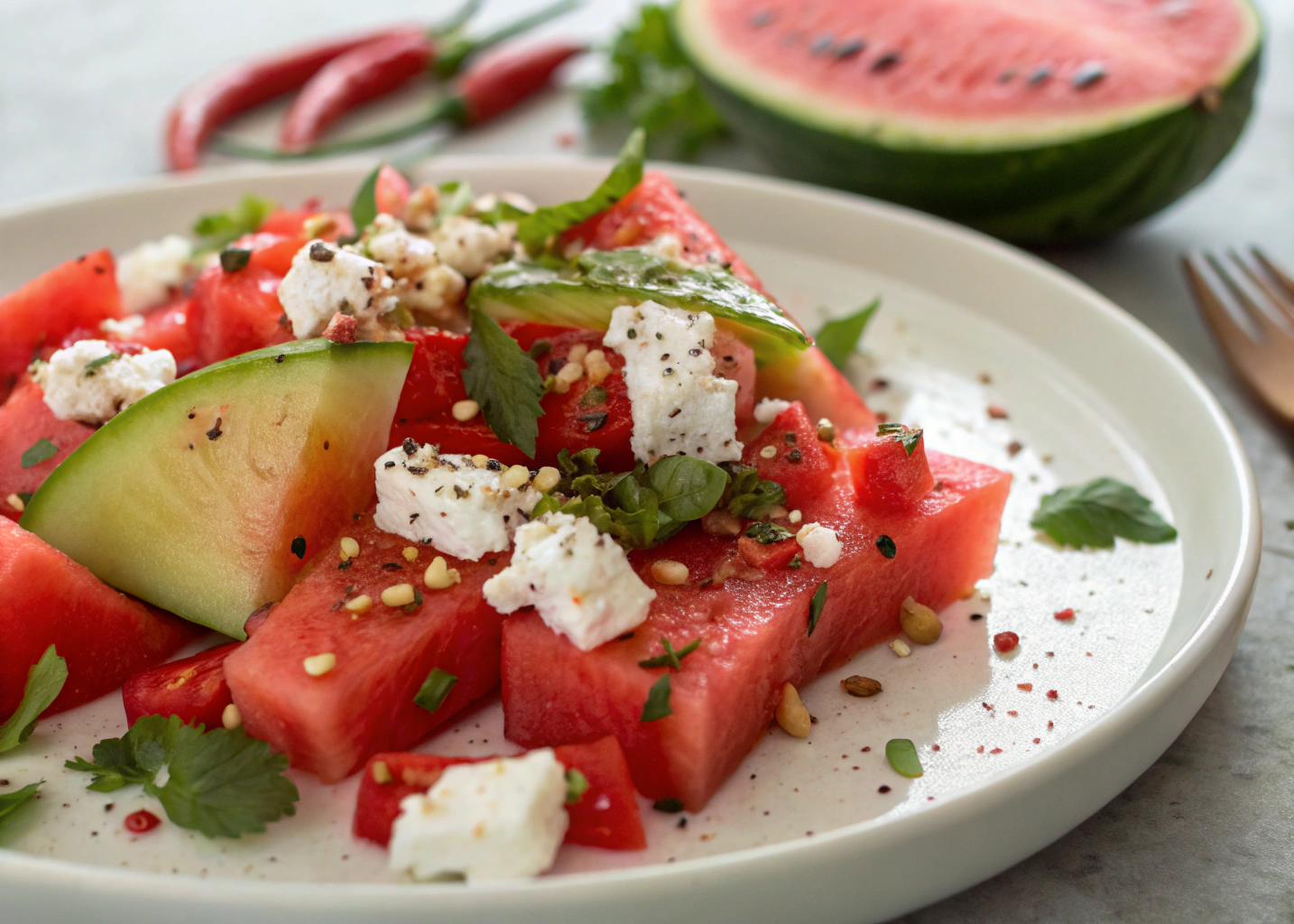 This Spicy Watermelon Feta Salad Is the Bright, Juicy Kick You Didn’t Know Your Summer Menu Needed