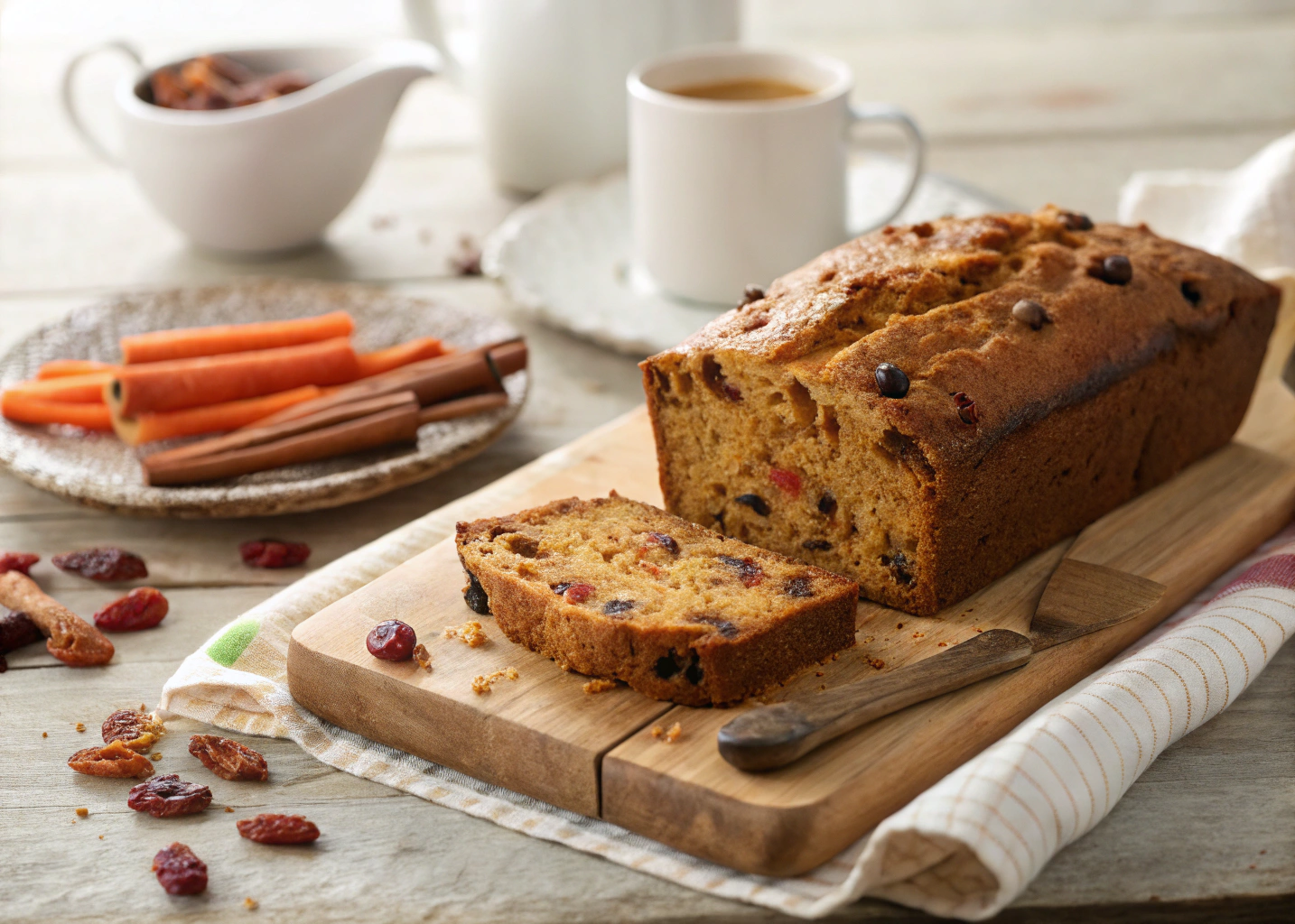Warm and Aromatic Spiced Carrot Raisin Tea Bread – A Healthy Sweet Bread