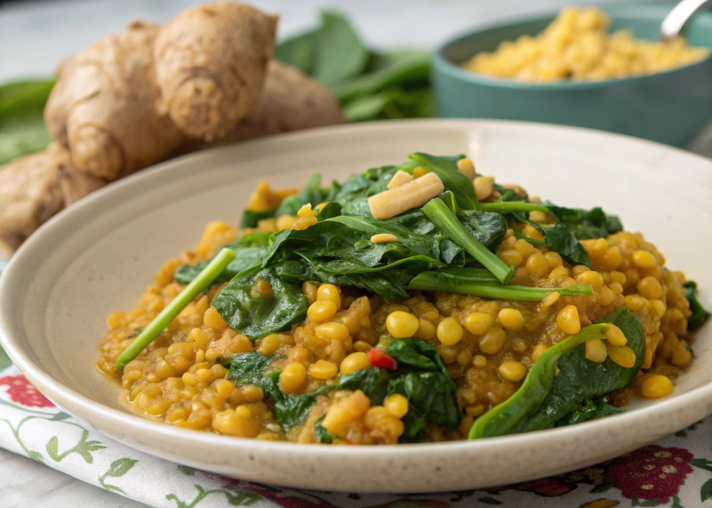Yellow Lentils with Spinach & Ginger: A Nutritious & Comforting Dish