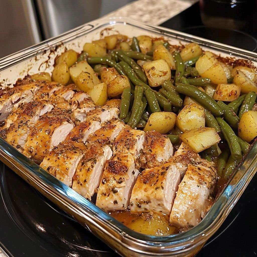 Dump And Bake Italian Chicken Potato Green Bean Dinner Chefmaniac Com 494107968 N 