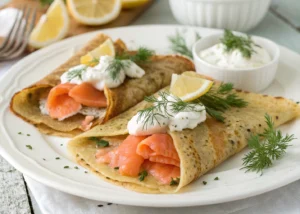 Buckwheat Crepes With Salmon And Homemade Crème Fraîche Recipe