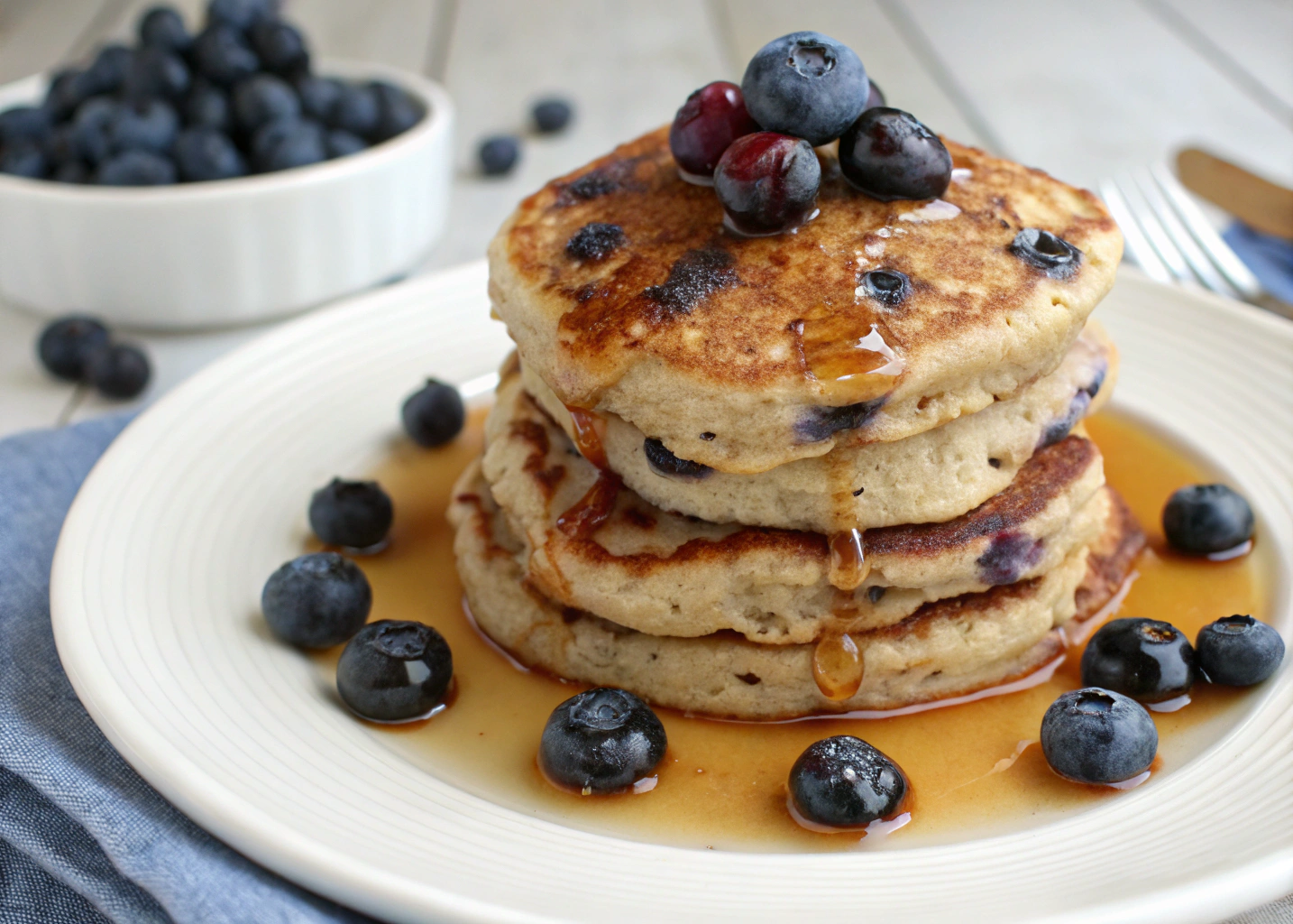 Fluffy and Healthy Whole-Wheat Blueberry Pancakes – A Perfect Breakfast