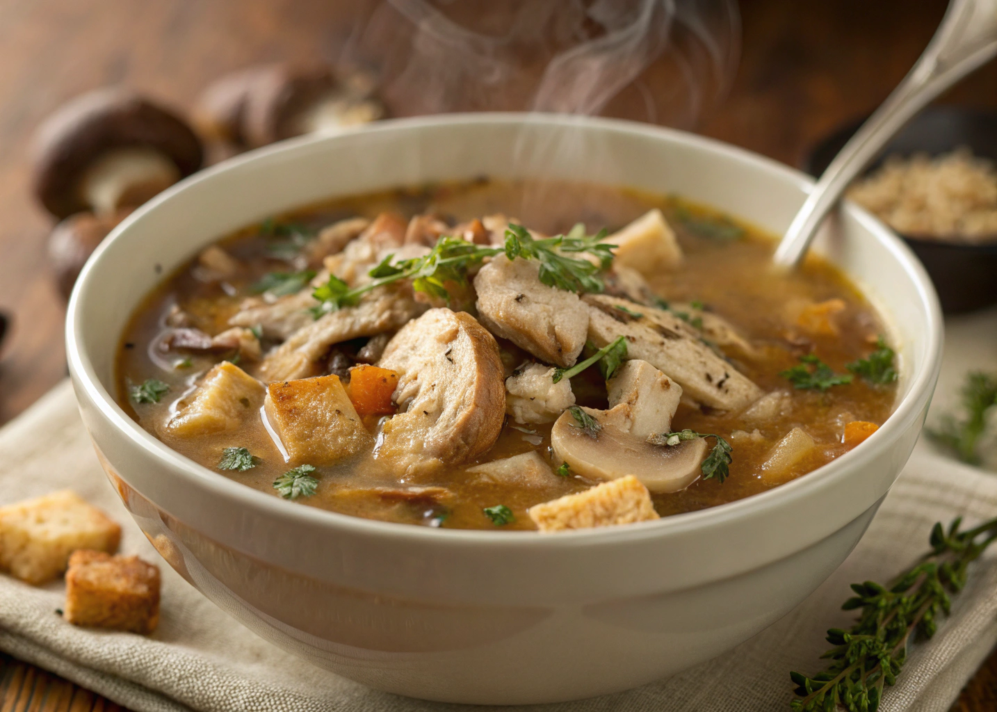 A Bowl of Warmth: Homemade Rotisserie Chicken Mushroom Soup Recipe!