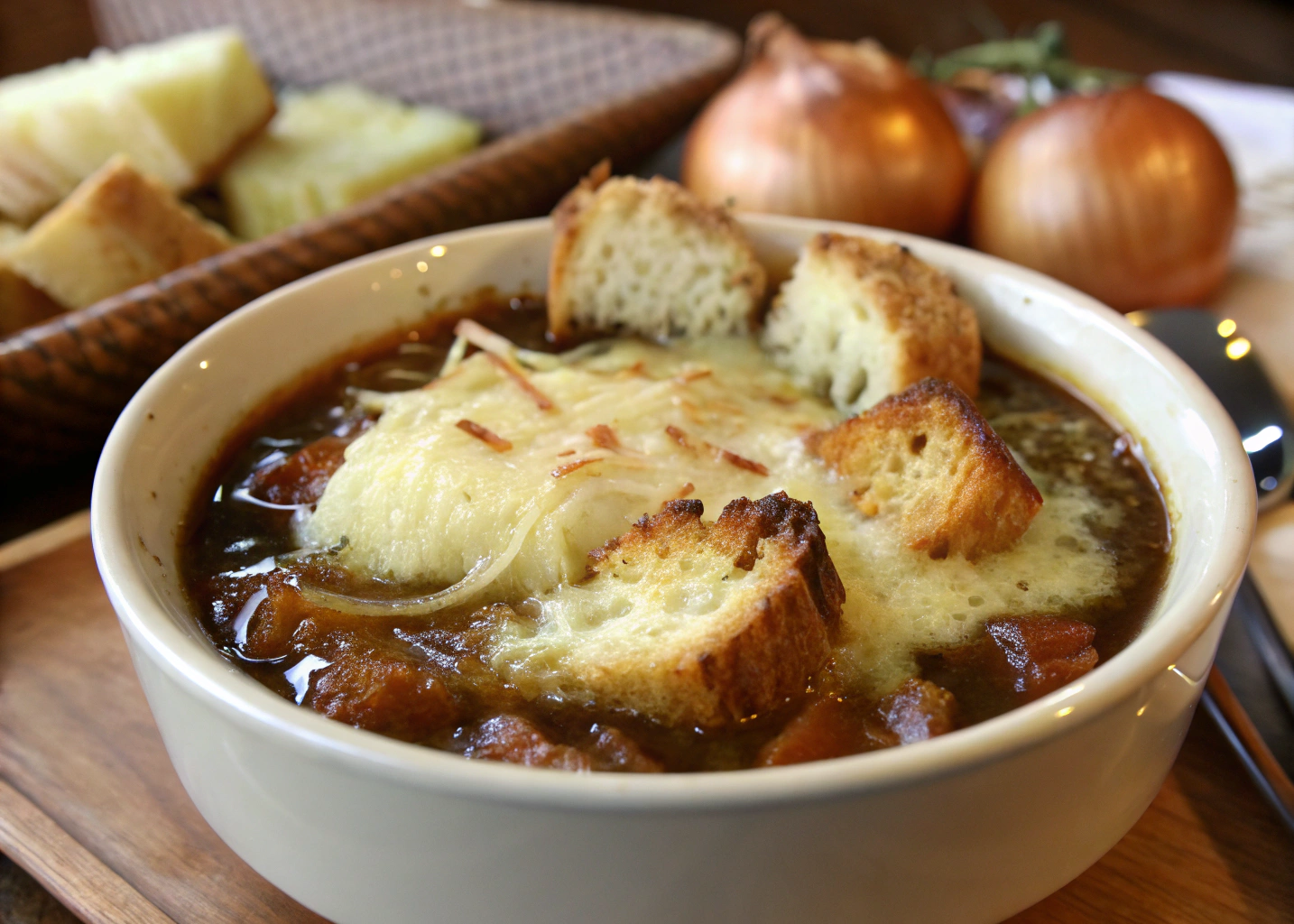 Classic French Onion Soup with Gruyère Croutons: Deeply Satisfying