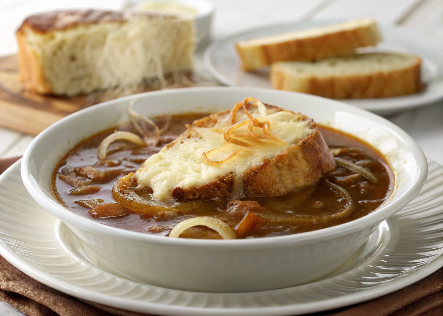 Classic French Onion Soup with Gruyère Croutons: Deeply Satisfying