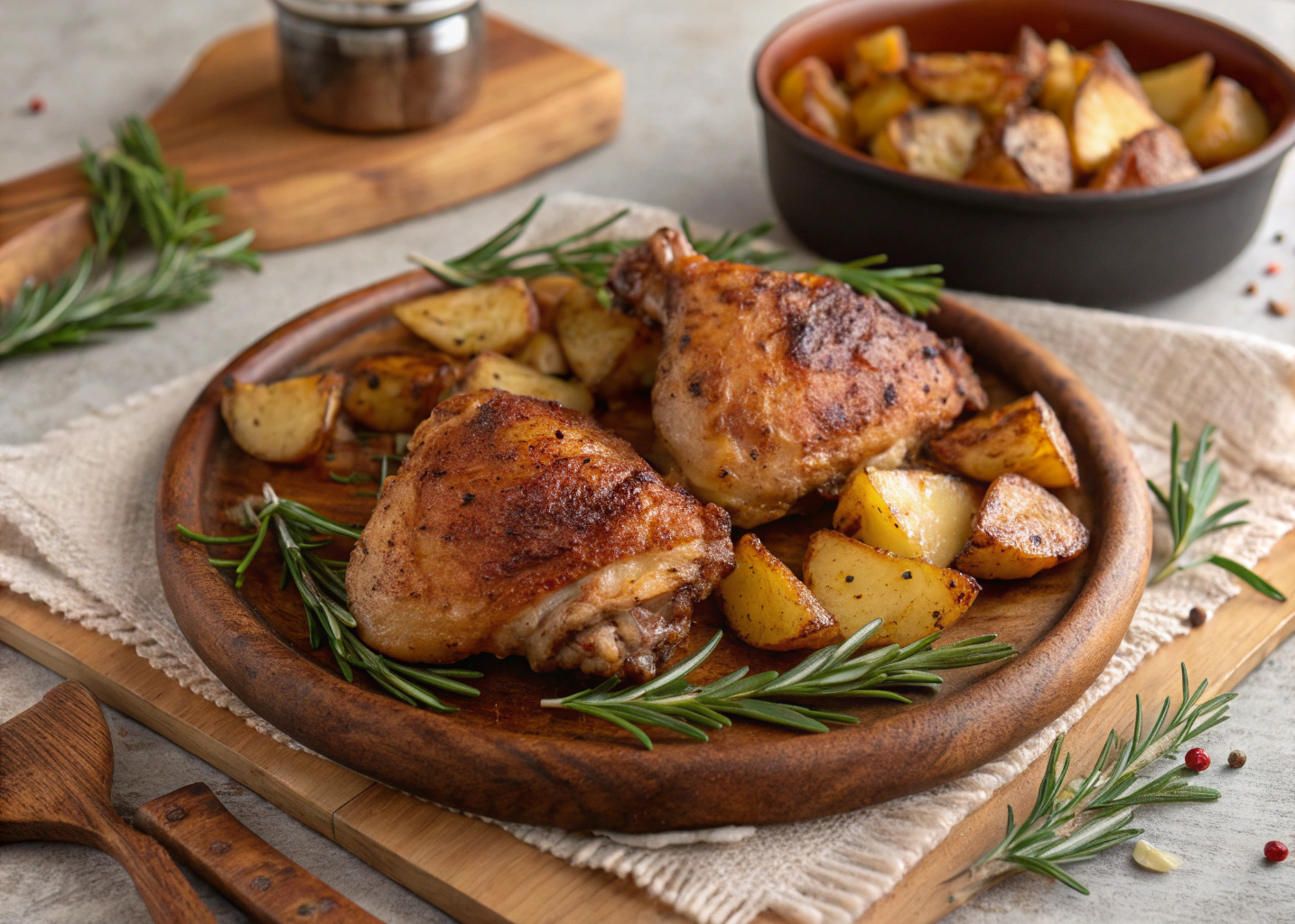 Crispy Baked Chicken Thighs with Rosemary and Potatoes: Simple Sunday Supper
