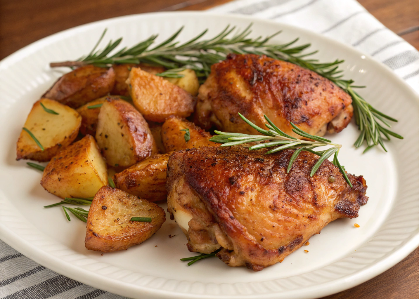 Crispy Baked Chicken Thighs with Rosemary and Potatoes: Simple Sunday Supper
