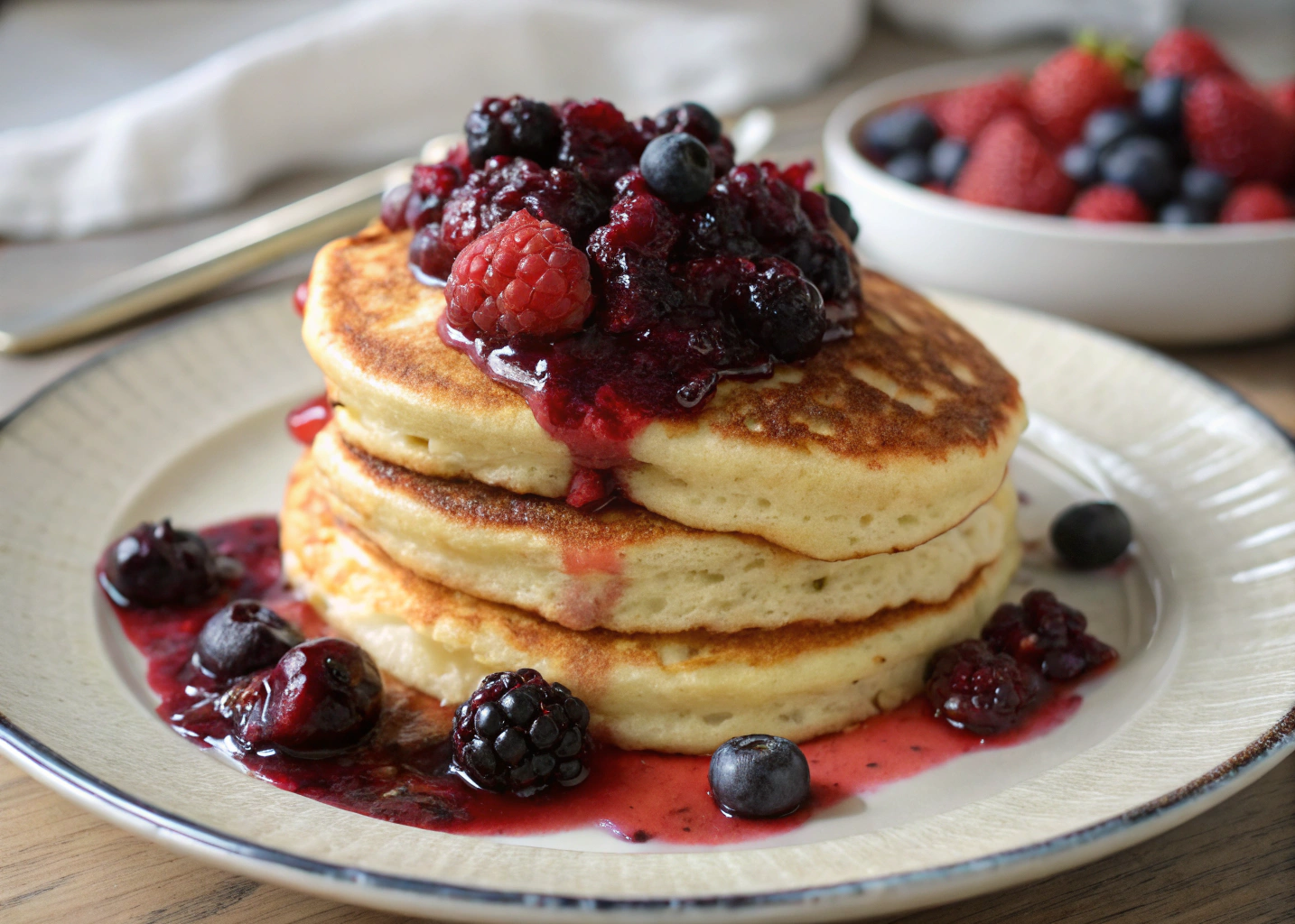 Fluffy Buttermilk Pancakes with Berry Compote: Weekend Brunch Dreams