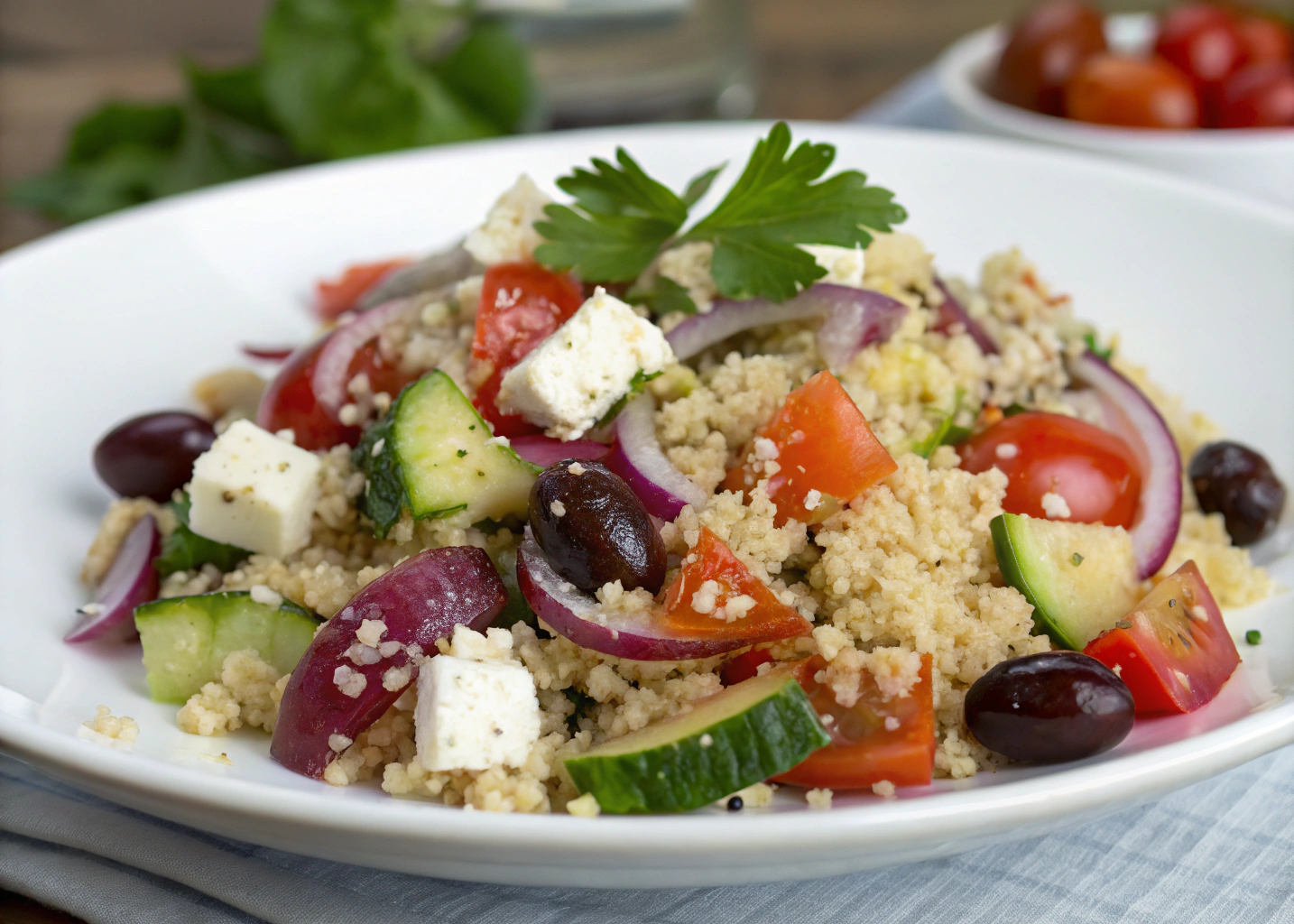Mediterranean Quinoa Salad with Feta and Olives: Fresh