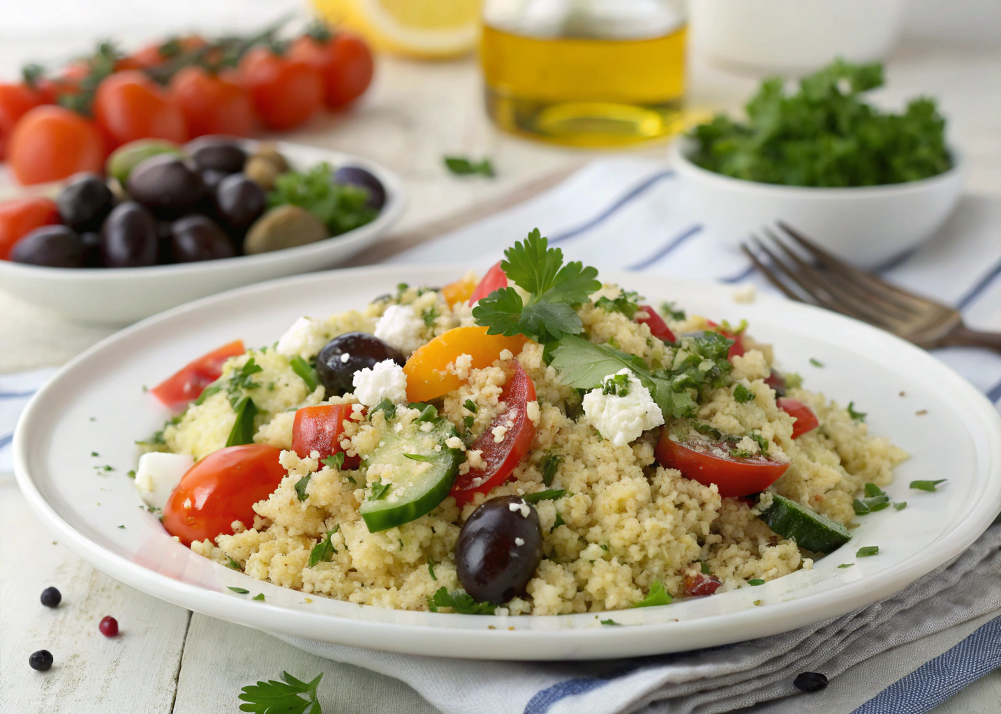 Mediterranean Quinoa Salad with Feta and Olives: Fresh