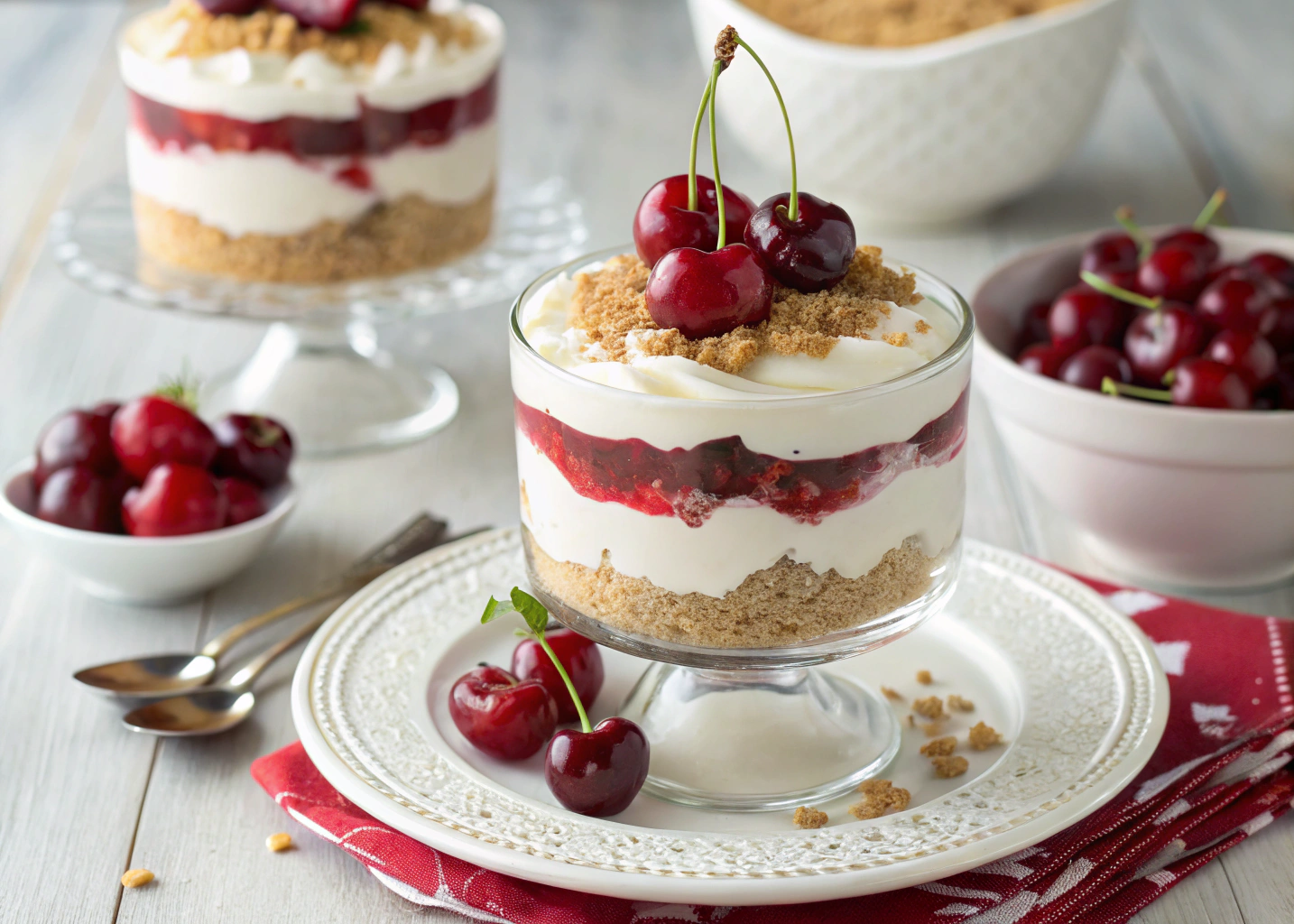 No-Bake Cherry Cheesecake Parfaits: Easy