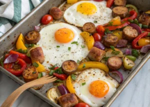 Sheet Pan Eggs with Sausage