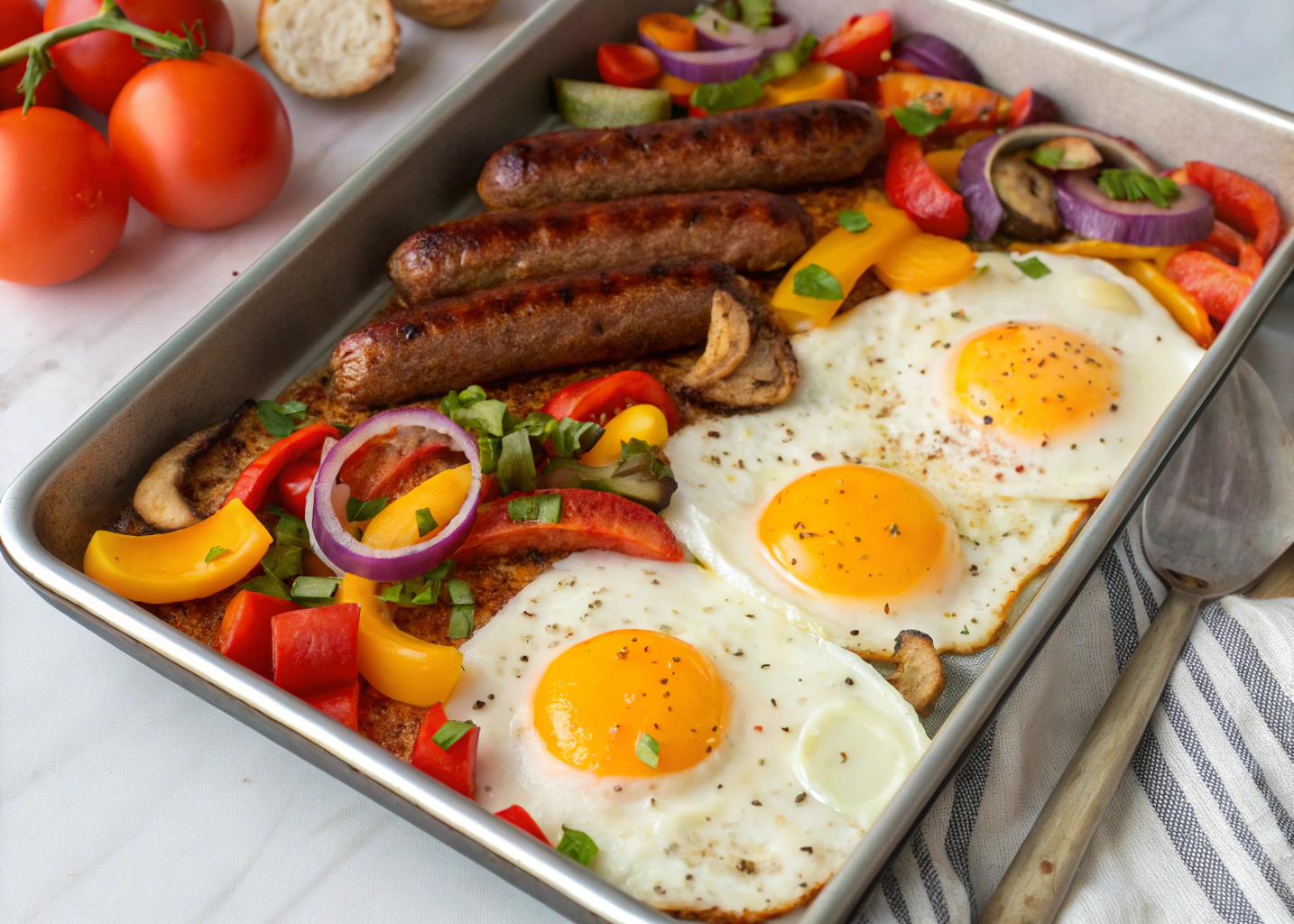 Sheet Pan Eggs with Sausage