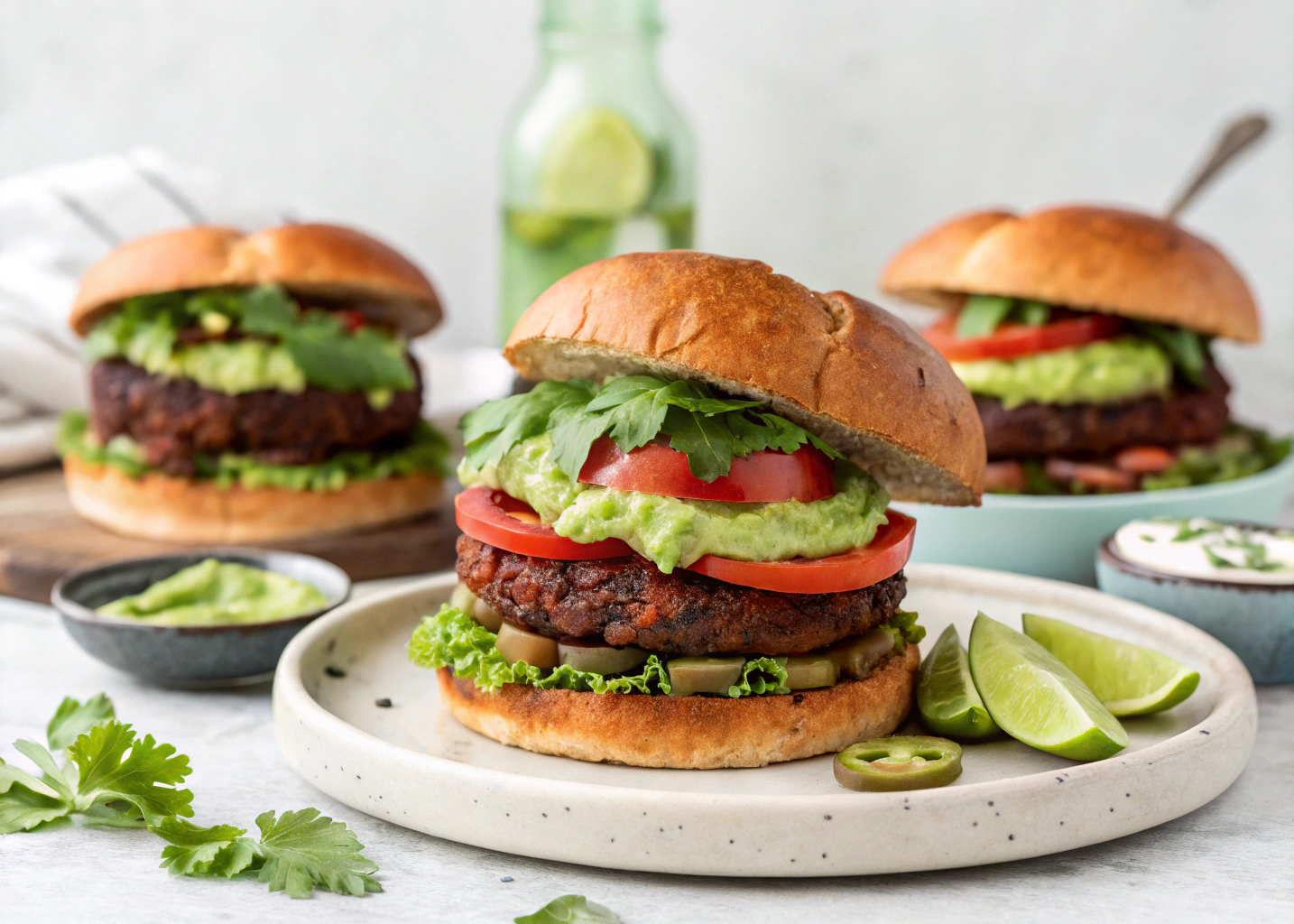 Spicy Black Bean Burgers with Avocado Crema: Flavor-Packed Veggie Delight