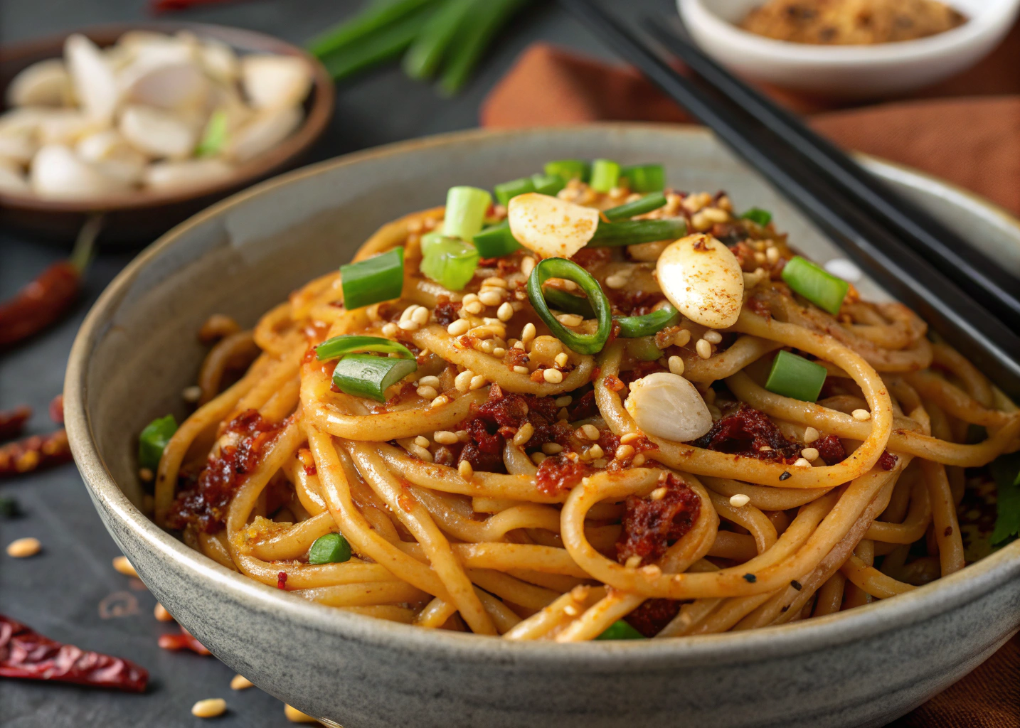 Spicy Garlic Noodles with Crispy Chili Oil: Quick