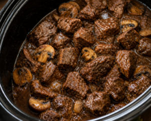 Slow Cooker Mushroom Beef Tips Recipe